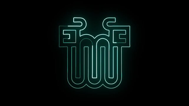 Glowing neon line snake icon with smooth animation. Animal symbol animation HD video isolated on black background