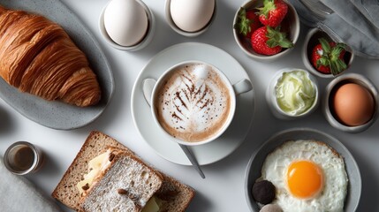 Delightful breakfast spread featuring diverse delicacies and artisanal coffee