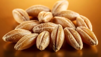 小麦粒並ぶ黄金色背景