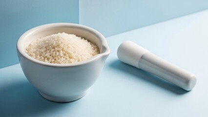 白い器と粉末が静かに置かれる