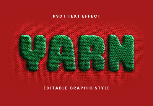Green Yarn Knitted Text Effect Embroidered Yarn Font