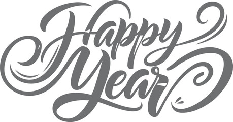 stylish happy new year hand drawn calligraphy typography © Vector Art 