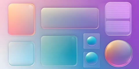 3D glassmorphism background design. Glass overlay effect isolated on abstract background with liquid gradient shapes. Glassmorphism background banner with transparent glass frame template.