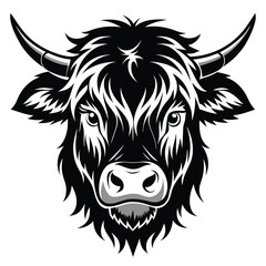 Obraz premium simple highland cow head line art silhouette vector illustration