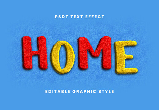 Red And Yellow Felt Wool Fleece Text Effect Soft Font