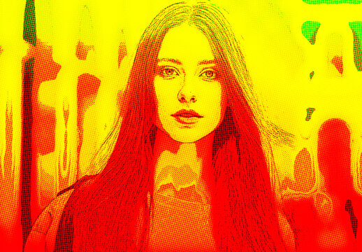 Red And Yellow Pop Art Comic Book Photo Effect