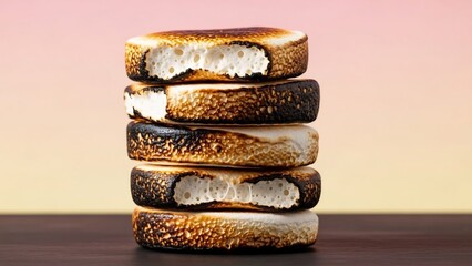 焼けた白いマシュマロの山