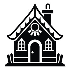 Obraz premium simple gingerbread house line art silhouette vector illustration