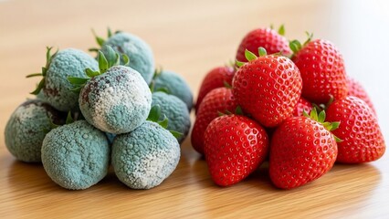 新鮮とカビ苺の比較