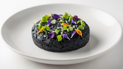 黒いケーキと飾りの彩り