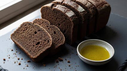 黒パンが並ぶ美味しそう