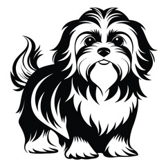 shih tzu line art silhouette vector illustration