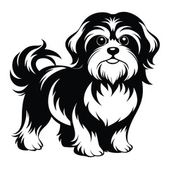 shih tzu line art silhouette vector illustration