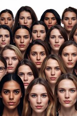 Obraz premium Group of People With Different Hairstyles and Skin Tones Posed Together in Neat Arrangement