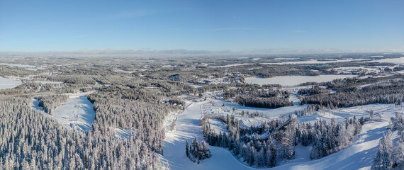 Vuokatti winter sport area in Sotkamo, Finland at wintertime