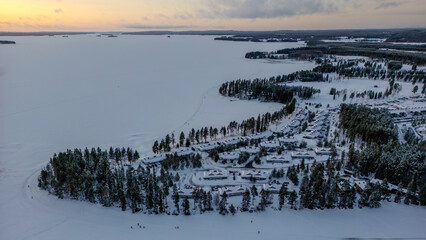 Vuokatti winter sport area in Sotkamo, Finland at wintertime