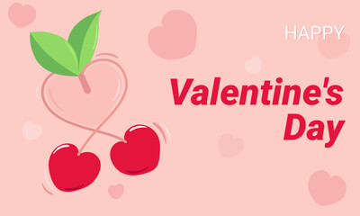 Happy Valentine's Day card. Hearts of cherries.