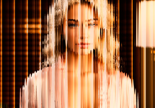 Amber And Gold Mirror Fractal Photo Effect