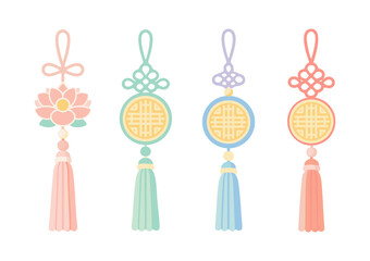 Pastel Korean Norigae Illustration &ndash; Traditional Korean Ornament for Holidays