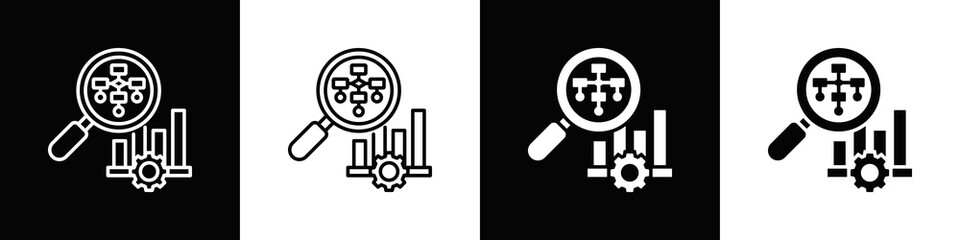 Workflow Analysis Icon With Variatif Black White Minimal Style