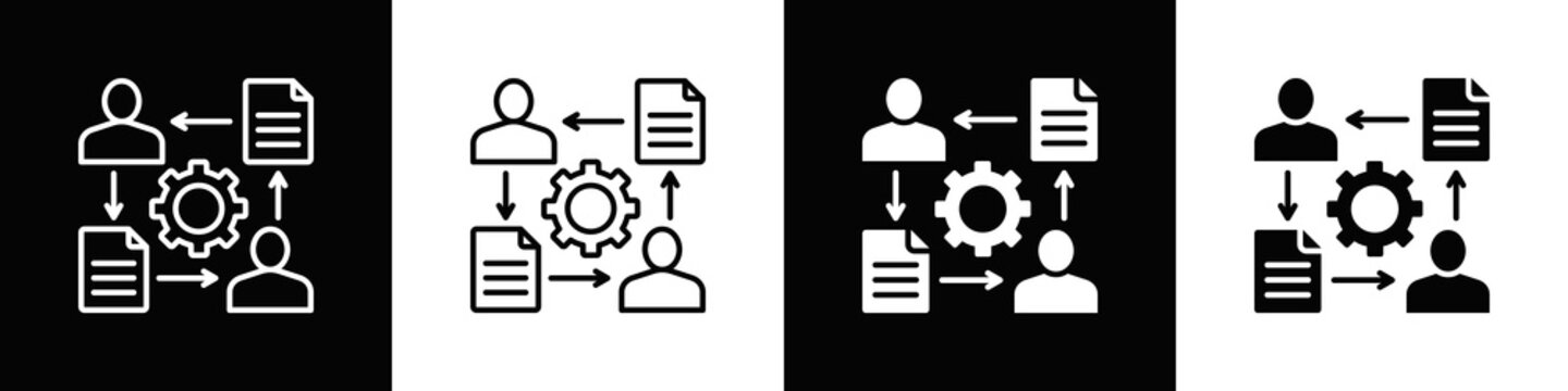 Change Management Icon With Variatif Black White Minimal Style