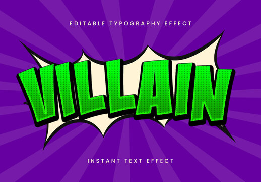 Green And Black Comic Book Text Effect Villain Halftone Font