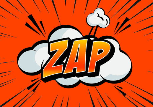 Orange And Black Comic Book Text Effect Zap Pop Art Font