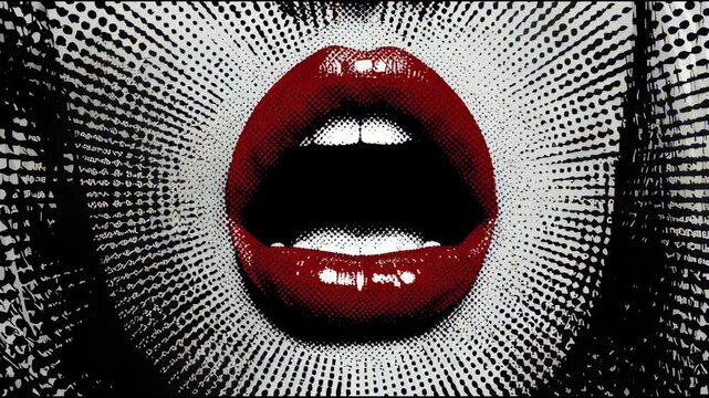 Closeup of red lips on white skin.