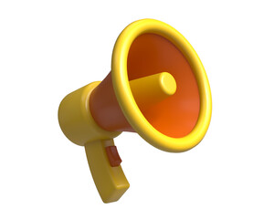 A 3D megaphone speaker or a loudspeaker with hearts. Marketing promotion. Speakerphone. The concept of an announcement with a loudspeaker of positive information. The image is a 3d icon
