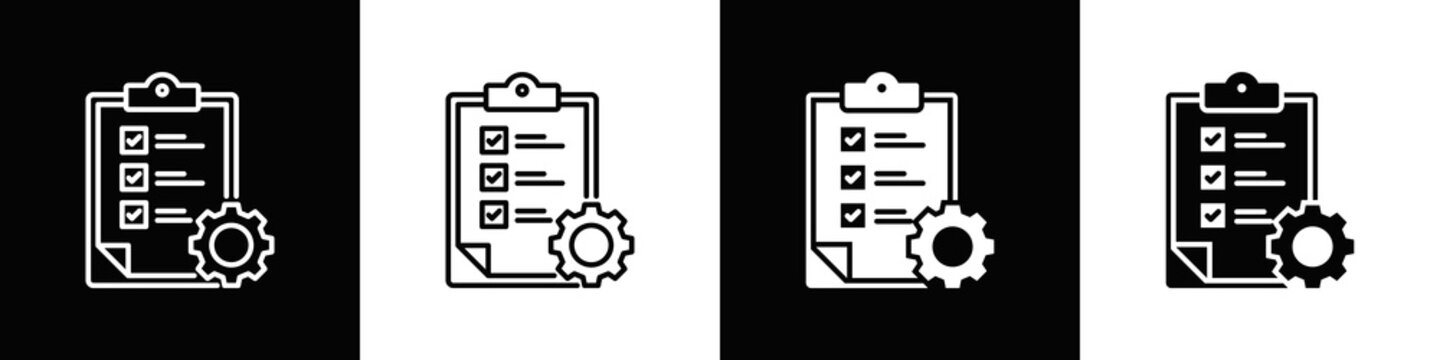 Standard Operating Procedure Icon With Variatif Black White Minimal Style