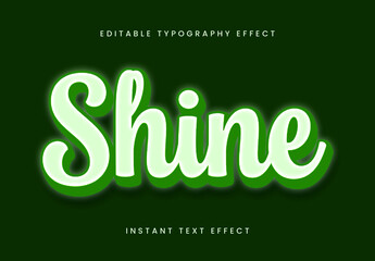 White And Green Fresh Glow 3D Style Text Effect Script Bold Font
