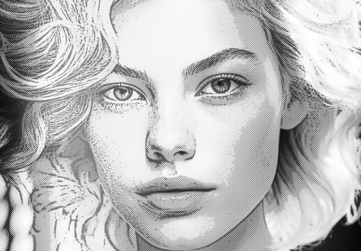 White And Gray Noir Comic Photo Effect Monochrome Portrait