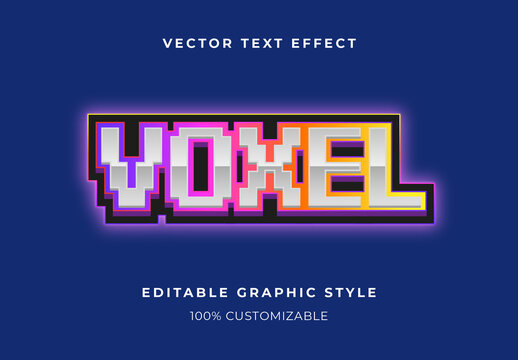 Multicolor Retro Game Text Effect Block Pixelated Font