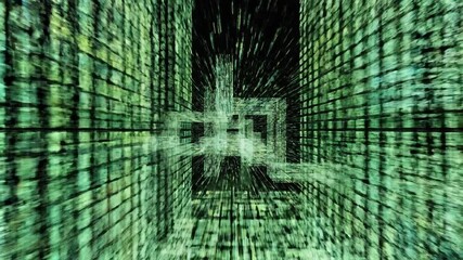 Dynamic abstract digital city network with glowing green lines and data streams representing modern technology global connectivity and the intricate world of information flow in a futuristic cyberspa. - Powered by Adobe