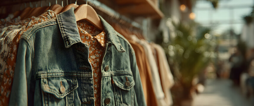 Second hand wardrobe inspiration. Circular fashion, eco-friendly sustainable shopping, thrifting shop idea. Woman's outfit.