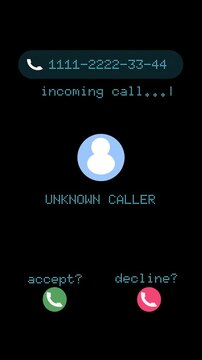 Vertical Caller ID Screen Animation, Smartphone Interface Animation, Cyberspace and Cyber security Concept, Technology, Unknown Caller, Incoming Call Animation, Futuristic Tech, Communication Security