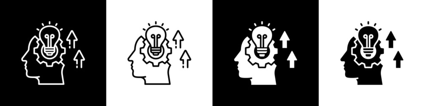 Open Minded Icon With Variatif Black White Minimal Style