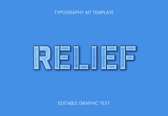 Blue 3D Embossed Text Effect Relief Sculpted Font