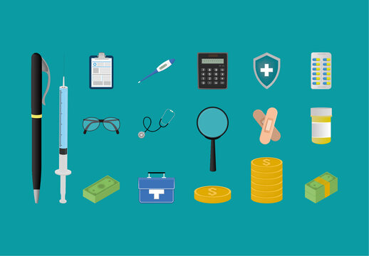Colorful Health Insurance Illustration Set