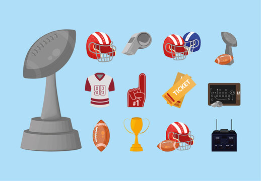 Colorful Superbowl Sport Illustration Set