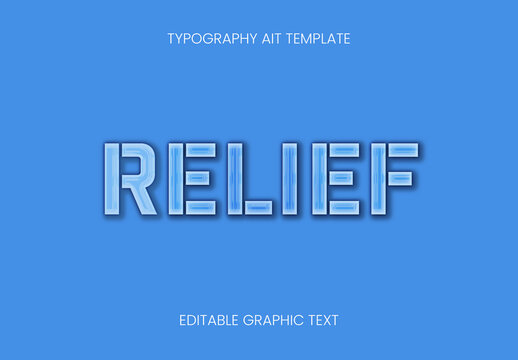 Blue 3D Embossed Text Effect Relief Sculpted Font