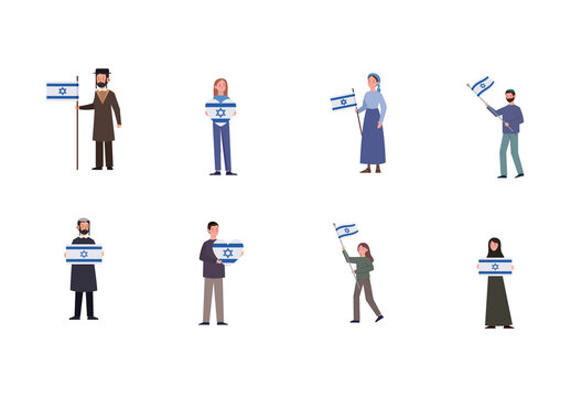 Colorful Israel People Patriotic llustration Set