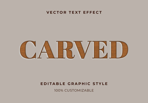 Brown Engraved Wood Plank Text Effect Carved 3D Font