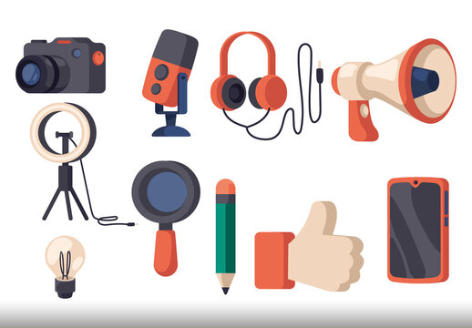 Colorful Blogging Illustration Set