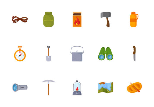 Colorful Camping Surviving Illustration Set