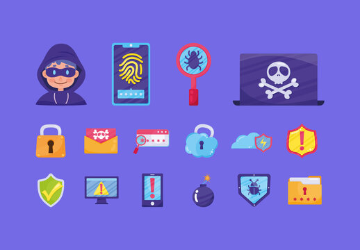 Colorful Cyber Security Illustrations Set