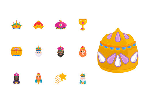 Colorful Epiphany Kings Illustration Set