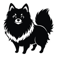 Obraz premium pomeranian line art silhouette vector illustration