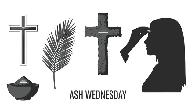 Ash Wednesday ceremony with cross and palm leaf