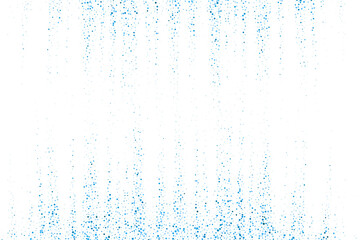Blue Falling Water Droplets on White Background